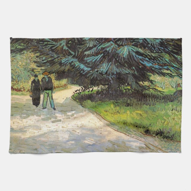 Public Garden with Couple by Vincent van Gogh Kitchen Towel (Horizontal)
