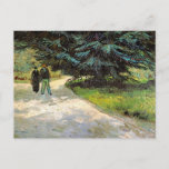 Public Garden with Couple by Vincent van Gogh Postcard<br><div class="desc">Public Garden with Couple and Blue Fir Tree: The Poet's Garden III by Vincent van Gogh is a vintage fine art post impressionism daily life portrait painting featuring a couple walking along a path in the public gardens. About the artist: Vincent Willem van Gogh was a Post Impressionist painter whose...</div>