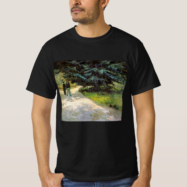 Public Garden with Couple by Vincent van Gogh T-Shirt (Front)