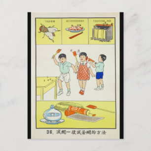 Public Health, battle flies, Taiwan 1959 Postcard
