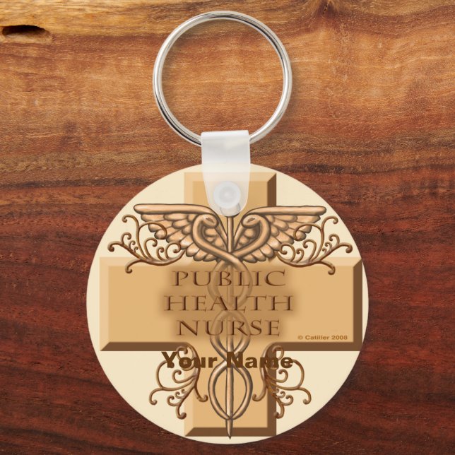Public Health Nurse Caduceus Keychain (Front)