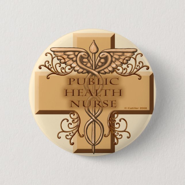 Public Health Nurse Caduceus Pinback Button (Front)