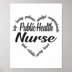Public Health Nurse Heart Word Cloud Poster
