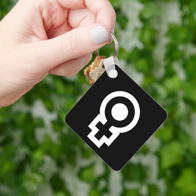 Public ladies room female gender symbol toilet keychain (Hand)