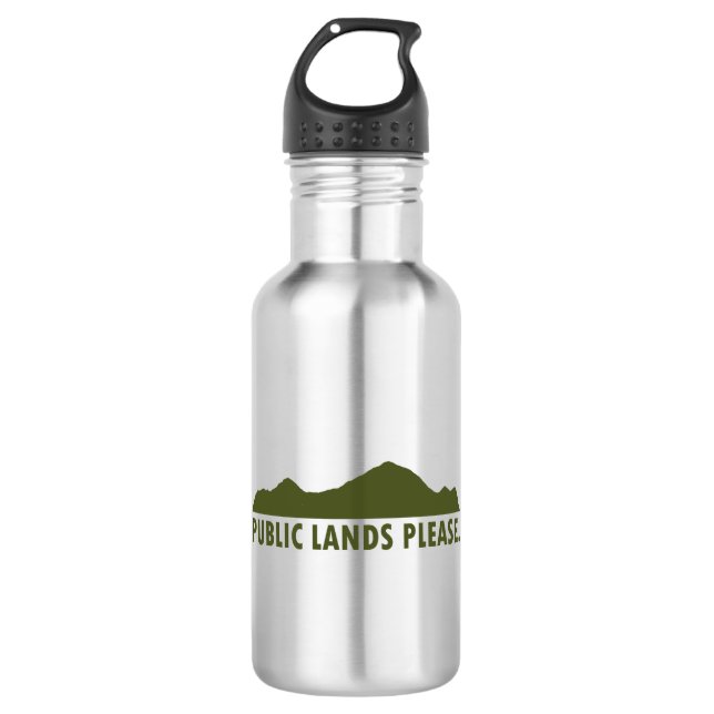 Public Lands Please Stainless Steel Water Bottle (Front)