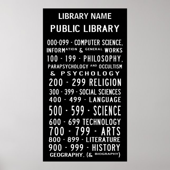 Public Library Dewey Decimal Busroll Poster (Front)
