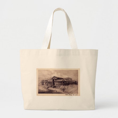 Public Library New York City Vintage Large Tote Bag