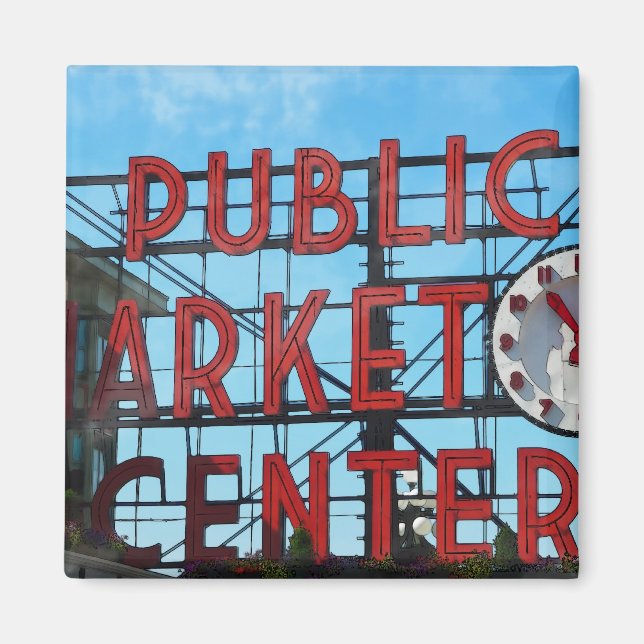 Public Market Center in Seattle Washington Magnet (Front)