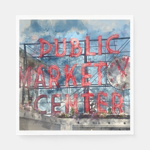 Public Market Center in Seattle Washington Paper Napkins