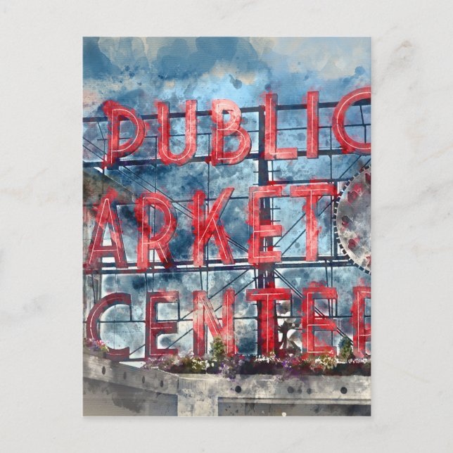 Public Market Center in Seattle Washington Postcard (Front)
