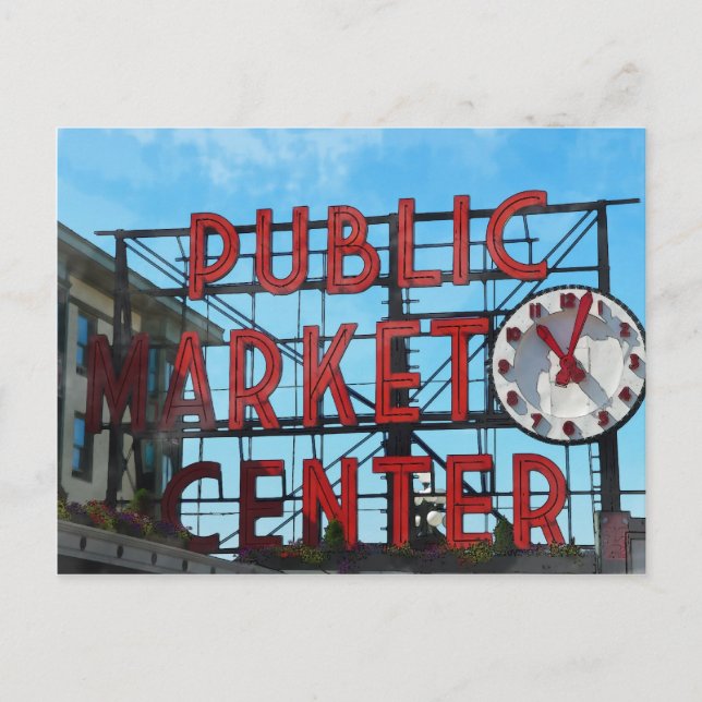 Public Market Center in Seattle Washington Postcard (Front)