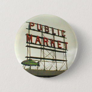Public Market in Seattle, WA Button