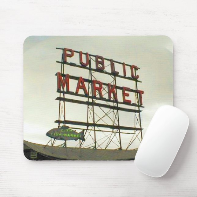 Public Market in Seattle, WA Fish Bowl View Mouse Pad (With Mouse)