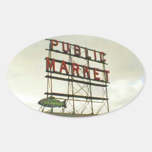 Public Market in Seattle WA Oval Sticker