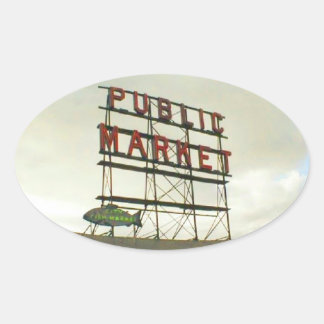 Public Market in Seattle, WA Oval Sticker