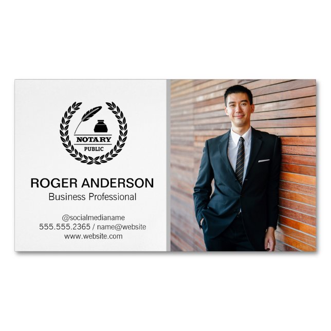 Public Notary | Business Man  Business Card Magnet (Front)