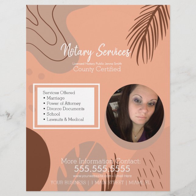 Public Notary Services Organic Photo Business Flyer (Front)