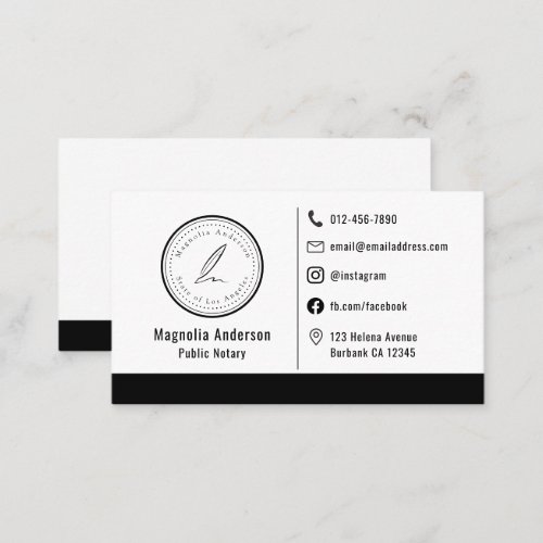 Public Notary Stamp Icons Minimalist Business Card