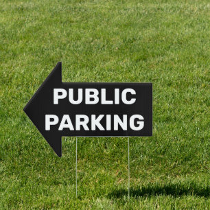 Public Parking Black Sign