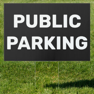 Public Parking Lot Black Sign