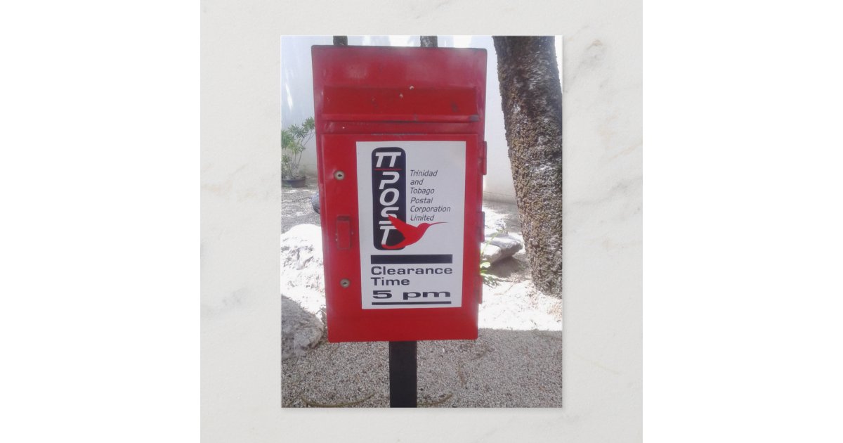 Public Postbox (Mailbox) in Trinidad and Tobago Postcard Zazzle