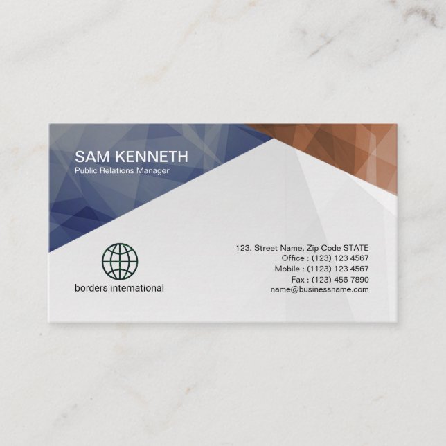 Public Relations Colorful Geometric Business Card (Front)