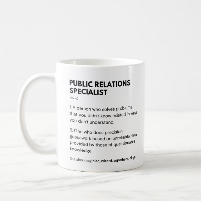 Public Relations Specialist Worker Definition Coffee Mug (Left)