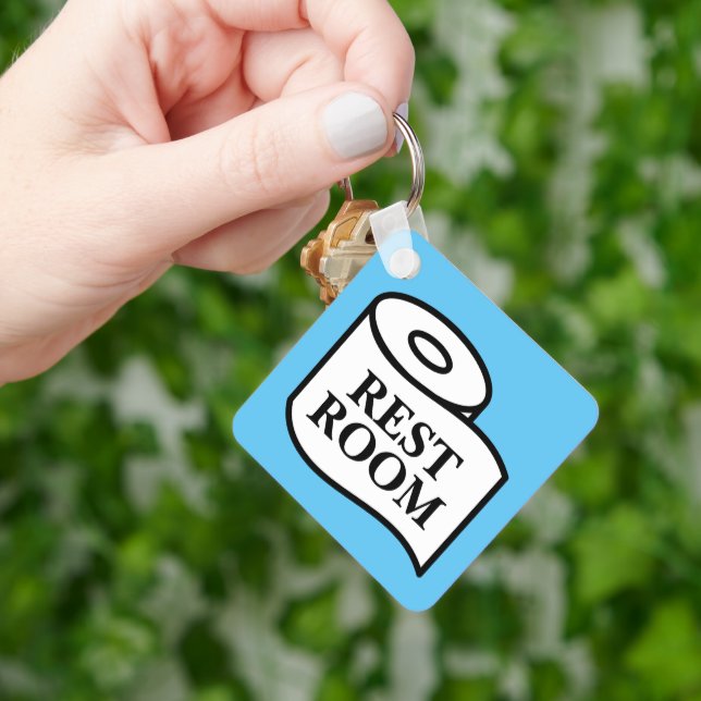Public RestRoom toilet paper roll symbol square Keychain (Hand)