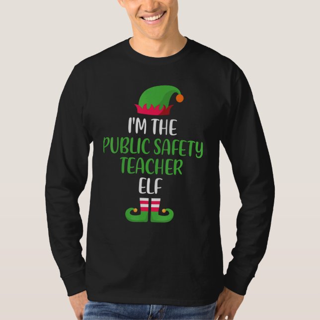 Public Safety Teacher Elf Christmas Family Matchin T-Shirt (Front)