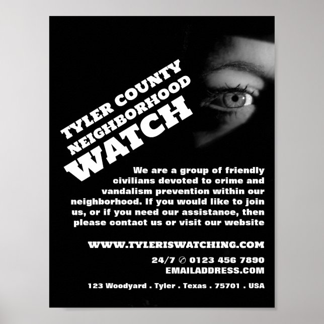 Public View, Neighborhood Community Watch Advert Poster (Front)