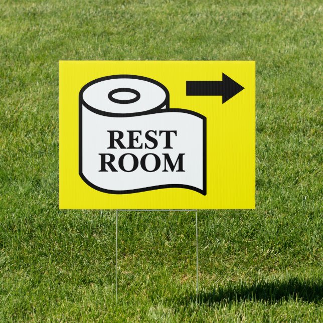 Public WC restroom toilet paper roll yard sign (Insitu)
