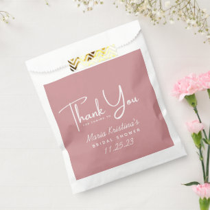 Puce Pink Bridal Shower Thank You Calligraphy Favor Bag