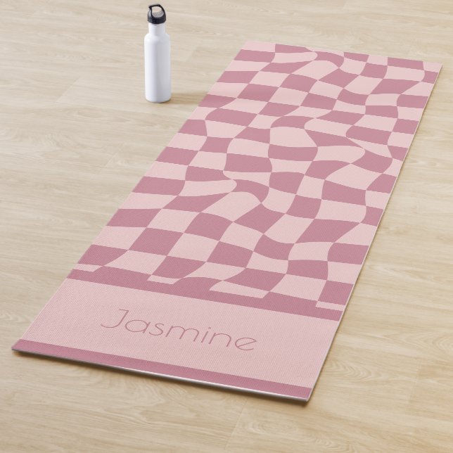 Puce Pink Checkered Yoga Mat (In Situ)