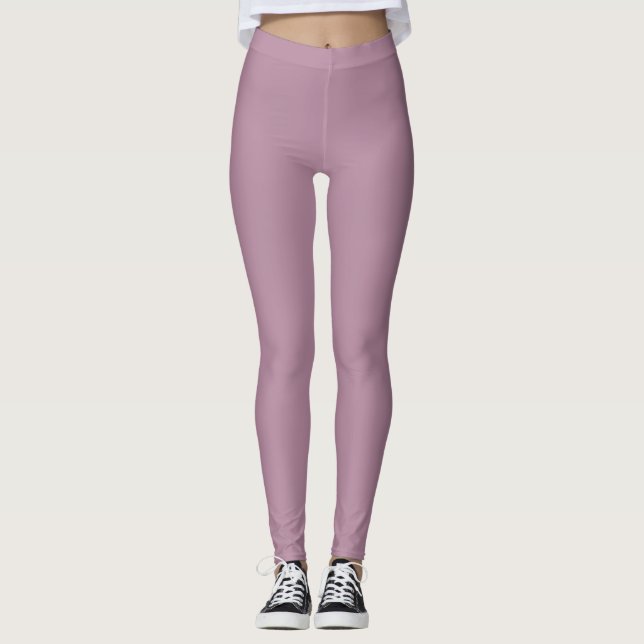 Puce Solid Blank Color Leggings (Front)