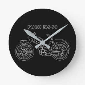 PUCH MS 50 Austrian Motor Scooter Blueprint Round Clock