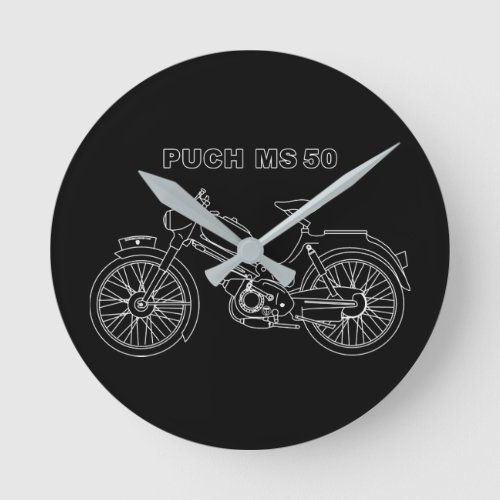 PUCH MS 50 Austrian Motor Scooter Blueprint Round Clock