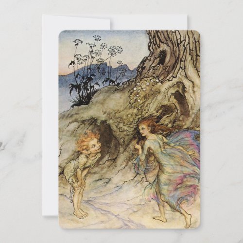 Puck and a Fairy Watercolor by Arthur Rackham Invitation