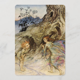 “Puck and a Fairy” Watercolor by Arthur Rackham Invitation