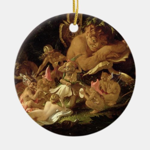Puck and Fairies from A Midsummer Nights Dream Ceramic Ornament
