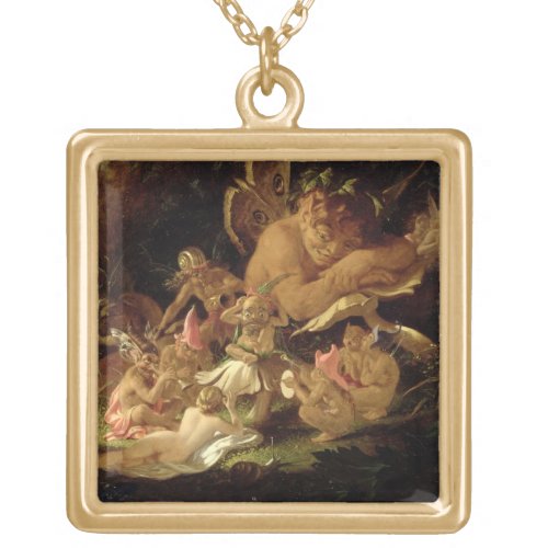 Puck and Fairies from A Midsummer Nights Dream Gold Plated Necklace