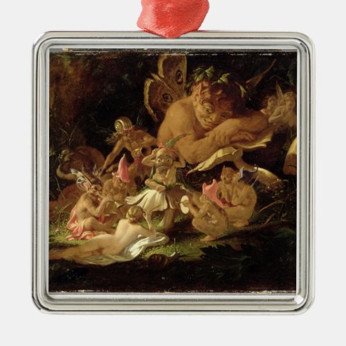 Puck and Fairies from A Midsummer Nights Dream Metal Ornament