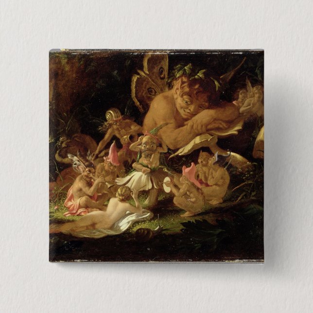 Puck and Fairies, from 'A Midsummer Night's Dream' Pinback Button (Front)