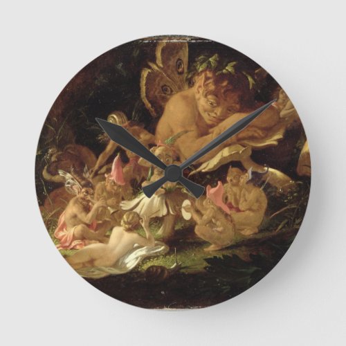 Puck and Fairies from A Midsummer Nights Dream Round Clock