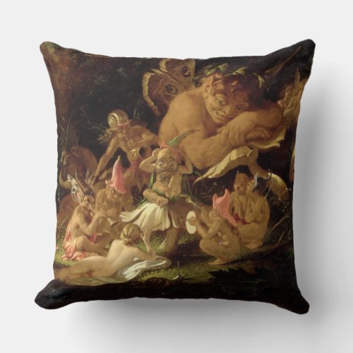 Puck and Fairies from A Midsummer Nights Dream Throw Pillow