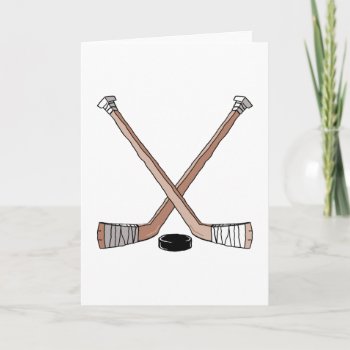 Puck And Hockey Sticks Design Card by sports_shop at Zazzle