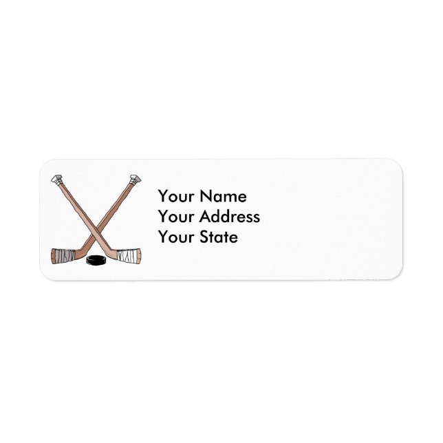 puck and hockey sticks design label (Front)