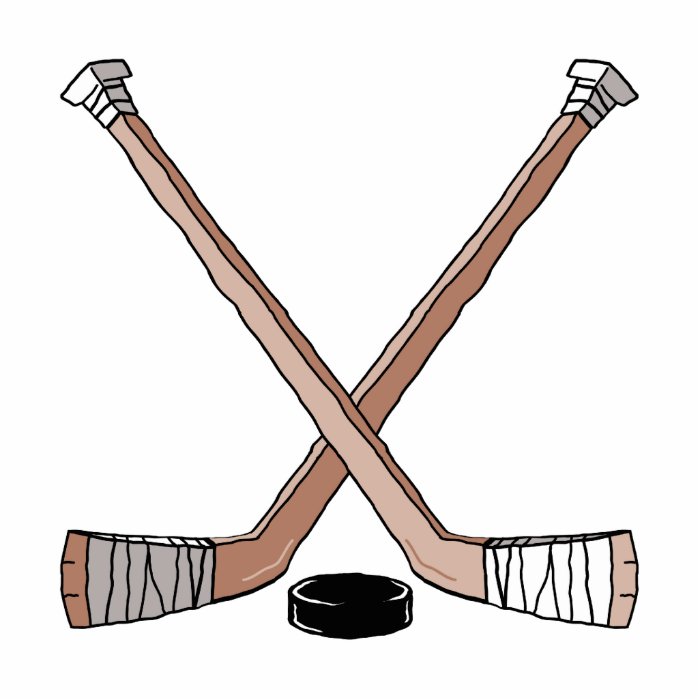 puck and hockey sticks design photo sculpture