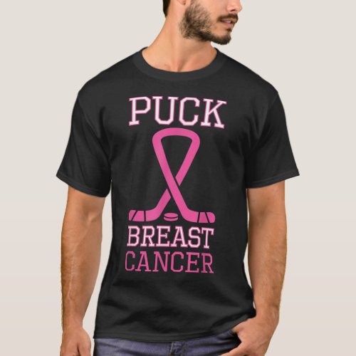 Puck Breast Cancer Pink Ribbon Ice Hockey Breast C T_Shirt
