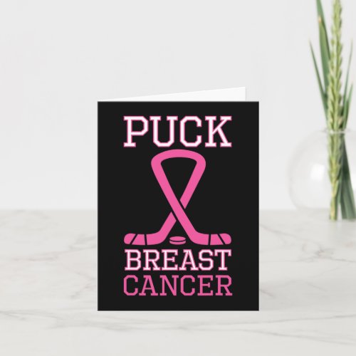 Puck Breast Cancer Pink Ribbon Ice Hockey Cancer D Card