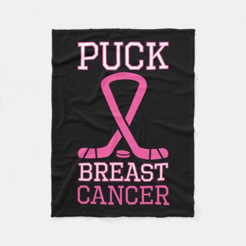 Puck Breast Cancer Pink Ribbon Ice Hockey Cancer D Fleece Blanket